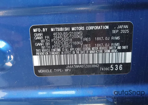 2026 Mitsubishi Eclipse Cross Black Edition S-Awc/Se S-Awc/Sel S-Awc z USA, uszkodzony, nr VIN JA4ATWAA6TZ003842